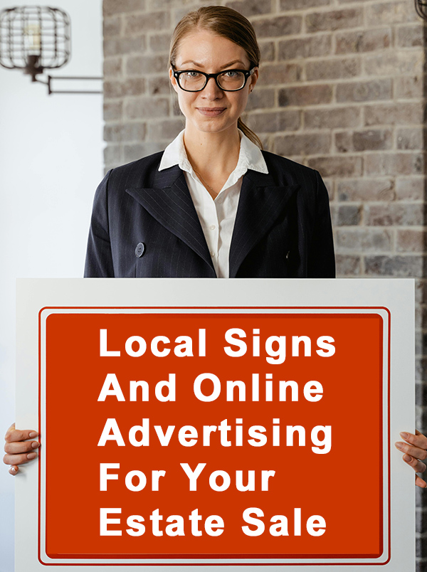 New York Estate Sale Woman With Sign